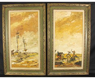 TWO J. HOWARD RABBY ABSTRACT OIL PAINTINGS