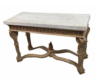 WOOD CARVED & GILDED CONSOLE TABLE