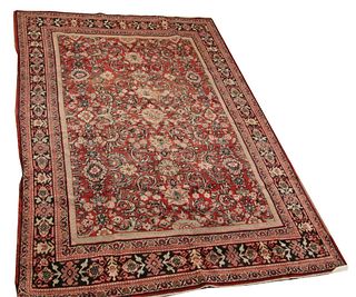 ANTIQUE PERISIAN RED AND BLACK RUG