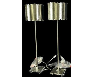 PAIR OF SILVER TABLE LAMPS