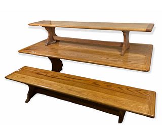 OAK TABLE WITH TWO BENCHES
