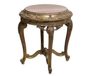 ROUND END TABLE WITH MARBLE TOP