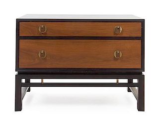 An Edward Wormley Walnut Chest of Drawers, for Dunbar, Height 23 1/2 x width 33 x depth 18 inches.