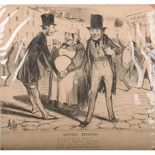 After Honor? Daumier Newsprint Lithograph Rentiers Espagnols