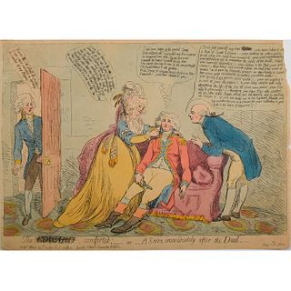 After James Gillray, Etching Print, The Coward Comforted