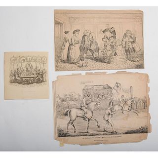 3pc After George and Robert Cruikshank, Etching Prints