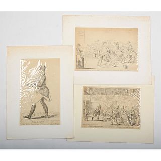 3pc After Isaac and George Cruikshank, Engraving Prints