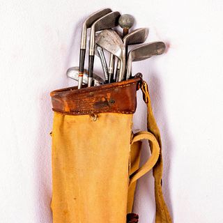 Vintage Golf Bag with H&amp;B Jack Ryan Irons (2,3,4,5,7,8,9)