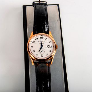 Stuhrling Original Black Leather Automatic Watch