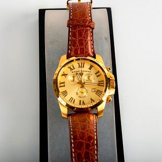 Swiss Legend Defender Brown Leather Gold Tone Quartz Watch