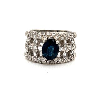Platinum Diamond Sapphire Ring