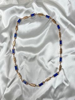 14k 60â€™s Lapis Lazuli Chinese Necklace