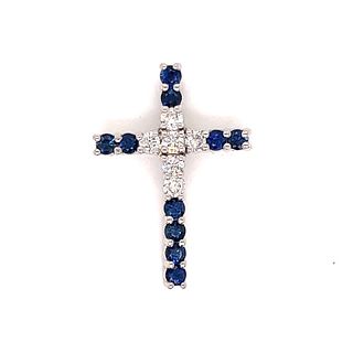 14k Diamond Sapphire Cross PendantÂ 
