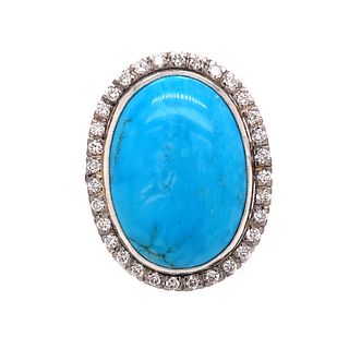 18k Turquoise Diamond Big RingÂ 