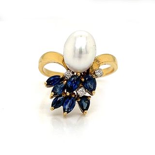 18k Sapphire Pearl RingÂ 