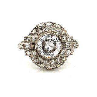 Art Deco Platinum Round Diamond Ring