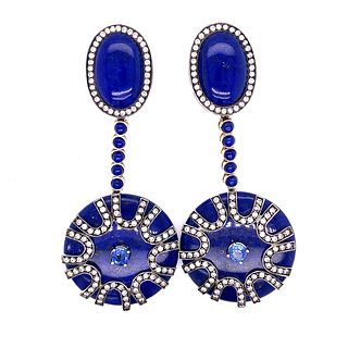 18k Lapis Lazuli Diamond EarringsÂ 
