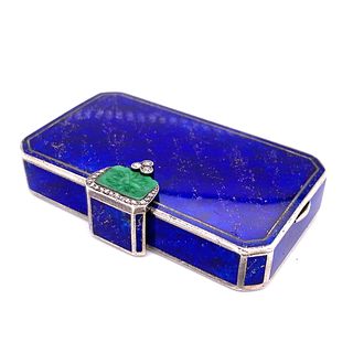 French Jade, Diamond, and Lapis Lazuli Makeup Box