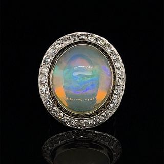 Platinum Opal Diamond OvalÂ  Ring