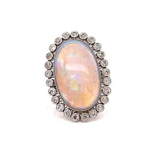 Platinum Opal Diamond Ring