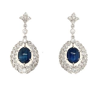 18k Diamond Sapphire Rosetta Drop Earrings