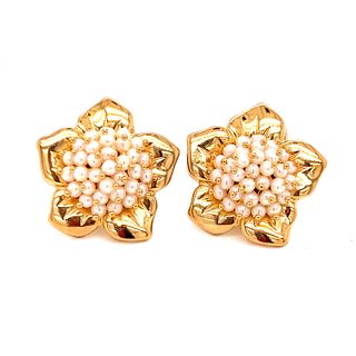 Le Gi 18k Flower Pearl Earrings