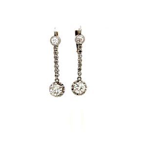 Platinum Art Deco Diamond Dangle EarringsÂ 