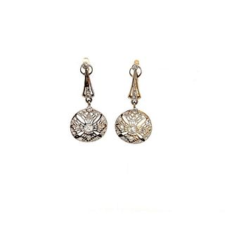 Art Deco 18k Platinum Diamond Drop EarringÂ 