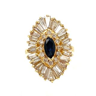 14k Diamond Sapphire Ballerina Ring