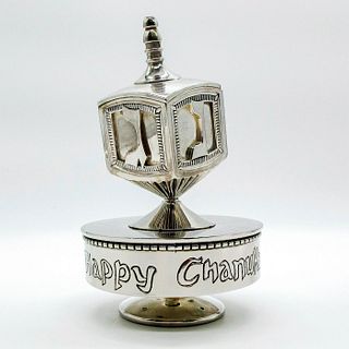Goldinger Happy Chanukah Silver Plated Dreidel Music Box