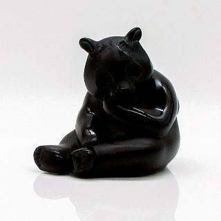 Rare Lalique Black Crystal Figurine, Panda Bear