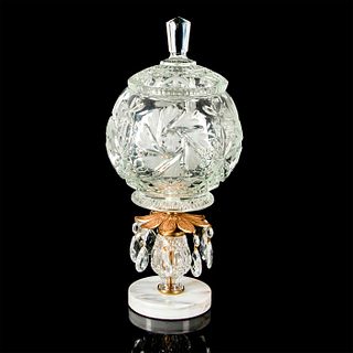 Austrian Oberglas Crystal Dome on Brass Pedestal