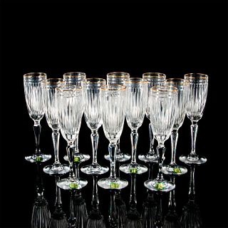 12pc Marquis Waterford Champagne Glasses, Hanover Gold