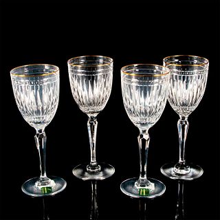 4pc Marquis Waterford Water Goblets, Hanover Gold