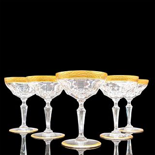 5pc Val St Lambert Treves Dore Crystal Champagne Coupe