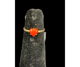 14KT NATURAL RED CORAL RING