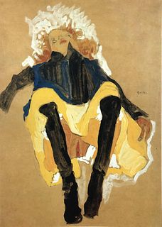 Egon Schiele (After) - Red haired girl with legs apart