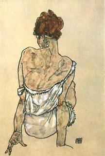 Egon Schiele (After) - Woman sitting back to back