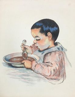 Armand Guillaumin - Enfant Mangeant la Soup