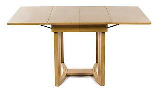 * A T.H. Robsjohn-Gibbings Walnut Drop-Leaf Extension Table, for Widdicomb, Height 29 3/8 x width 40 inches x depth 100 inches (