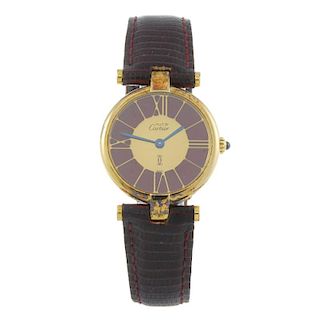 CARTIER - a Must De Cartier wrist watch. Gold plated silver case. Numbered 18 131132. Signed quartz