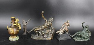 Lot Of 5 Assorted Antique Cabinet Bronzes