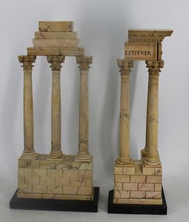 2 Grand Tour Marble Models Of Ruins "Estitver"