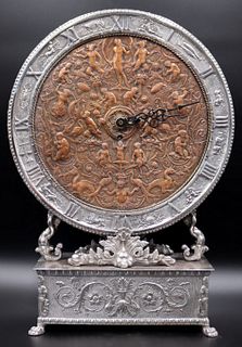 Caldwell Style Silverplate Bronze and Copper Clock