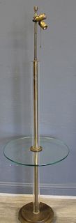 Art Deco Glass And Brass Torchiere Lamp.