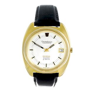 OMEGA - a gentleman's Constellation F300Hz wrist watch. Gold plated case with stainless steel case b