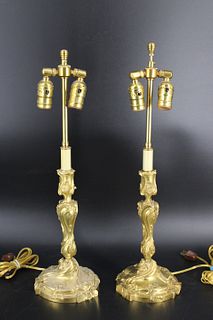 Antique Pair Of Louis XV Style Bronze Candlesticks