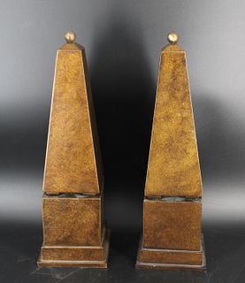 An Antique Pair Of Wood Obelisks.