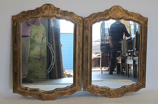 A Vintage Pair Of Gilt And Etched Mirrors.