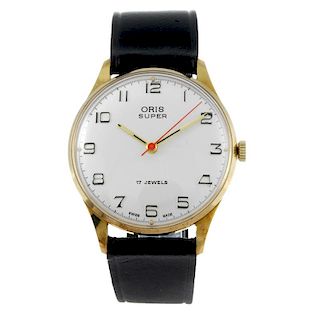 ORIS - a gentleman's Super wrist watch. Gold plated case. Signed manual wind movement. Silvered dial